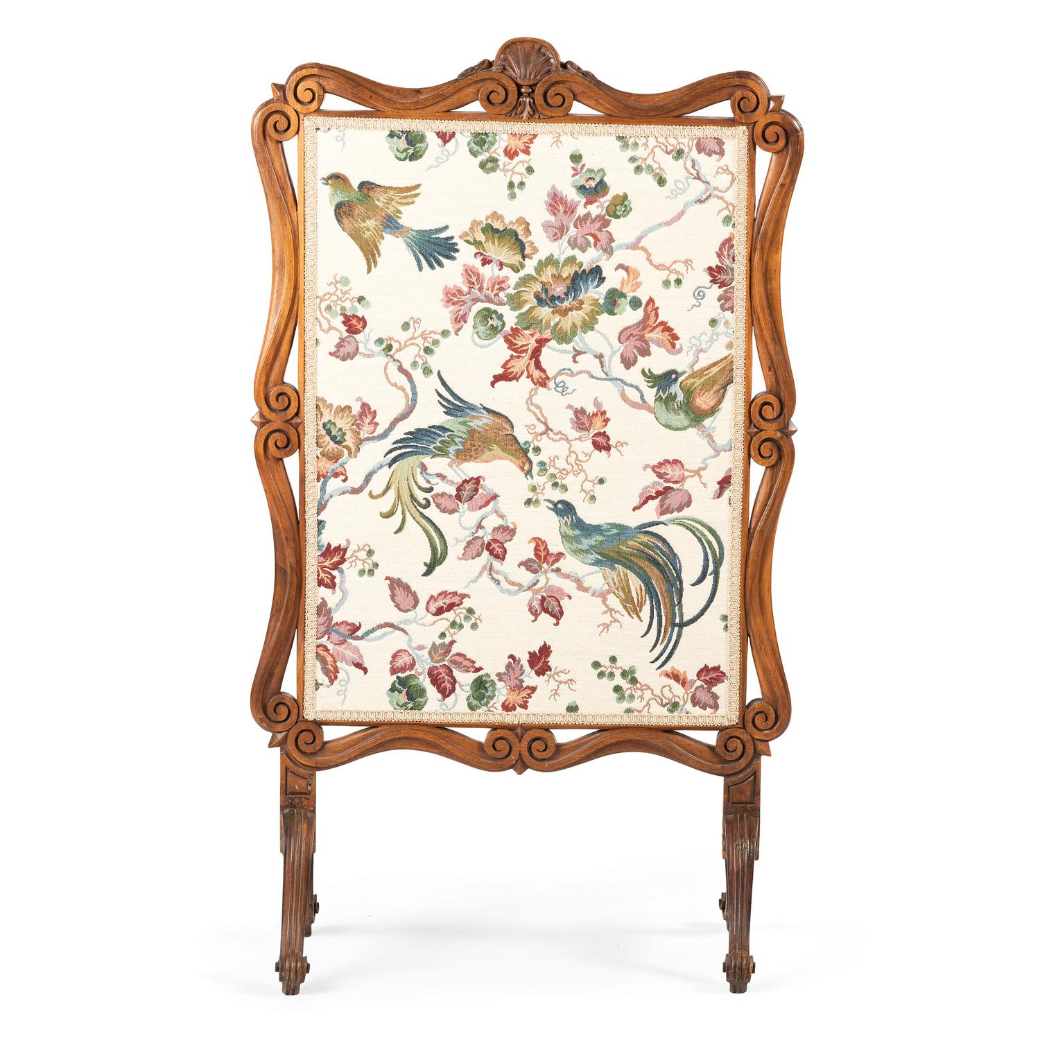 A Carved Victorian Fire Screen in Walnut