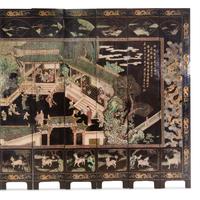 A Twelve-Paneled Coromandel Lacquer Floor Screen