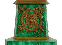 A Gilt Bronze Mounted Malachite Lamp and a French Cut Glass Columnar Lamp
