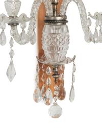 A Pair of Georgian Style Cut Glass Two-Light Sconces