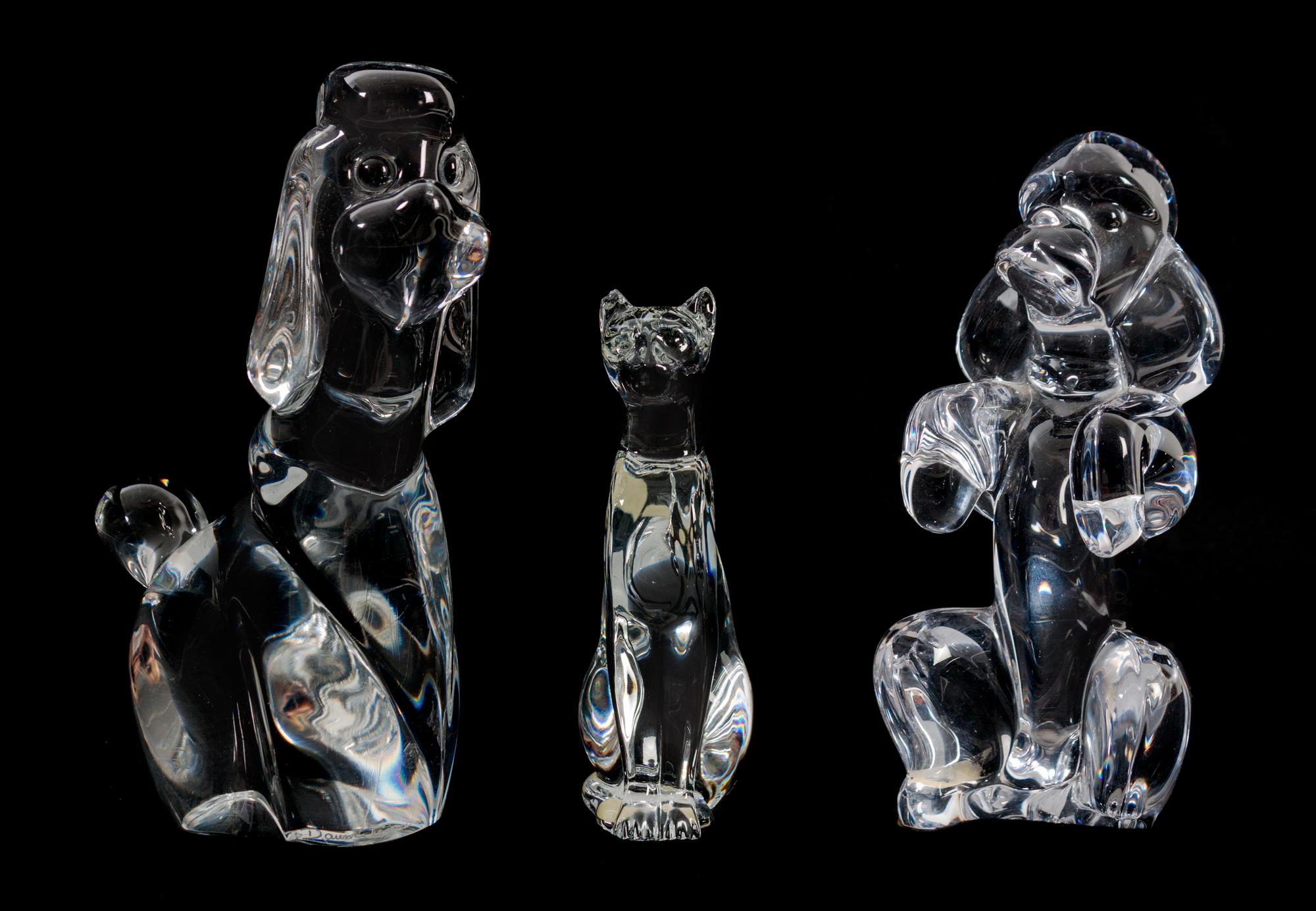 Three French Glass Animal Figurines Height of tallest 8 3/4 inches. — 20TH CENTURY