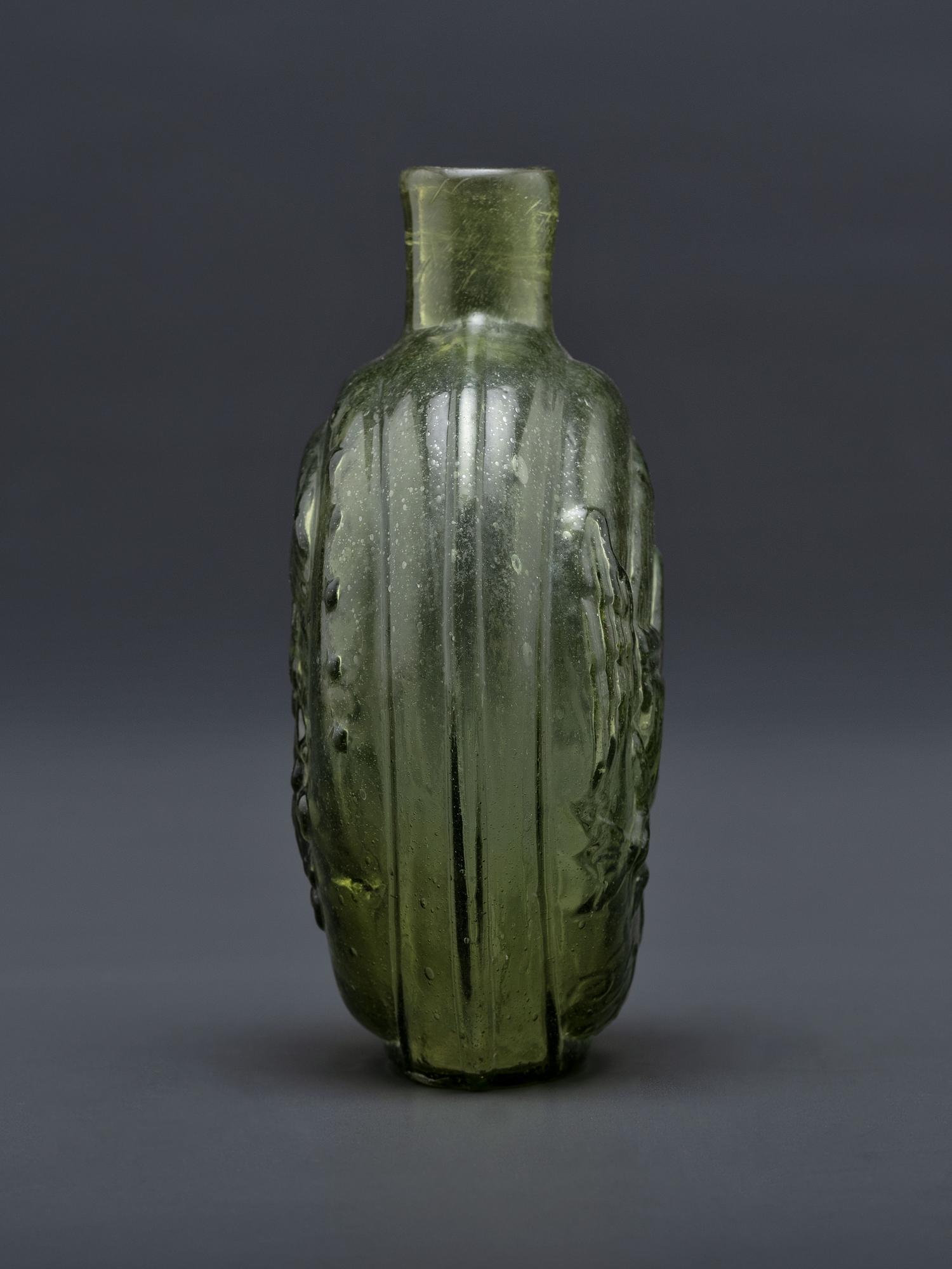 A Molded-Glass Flask in Yellow-Green