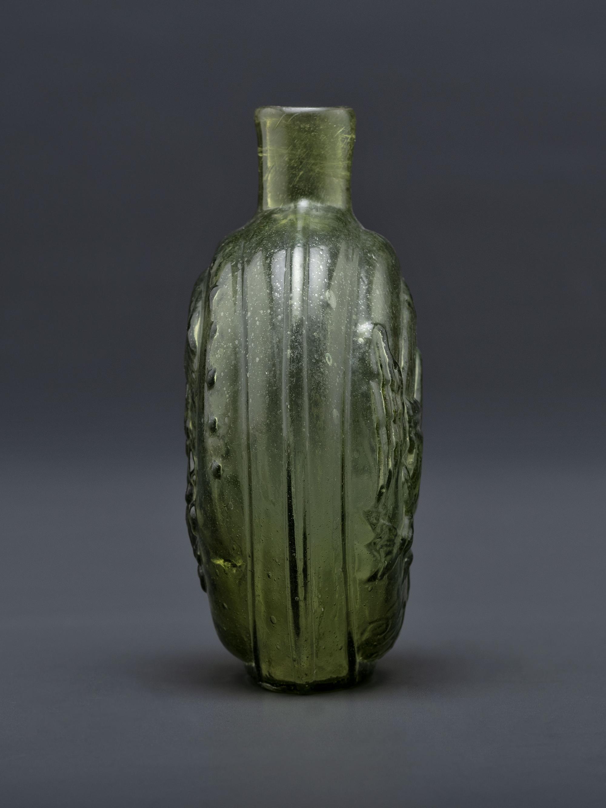 A Molded-Glass Flask in Yellow-Green