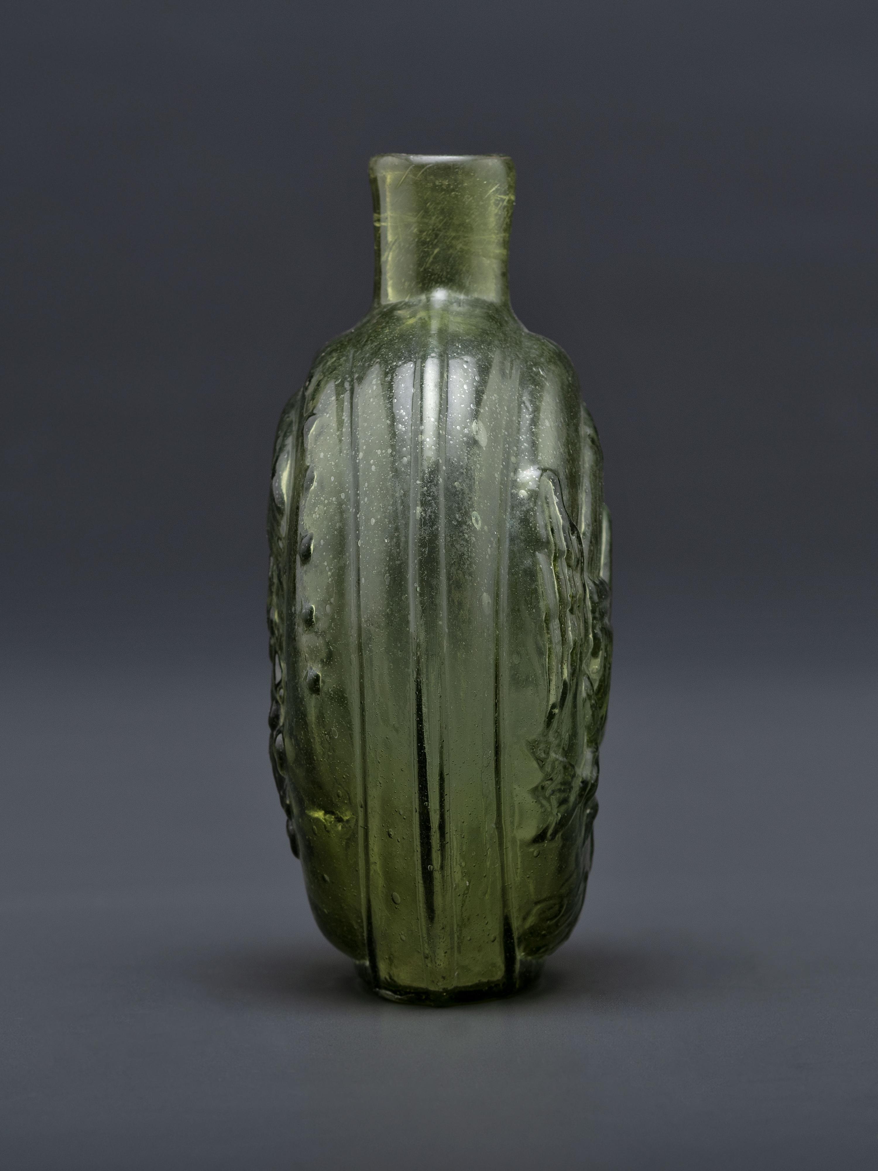 A Molded-Glass Flask in Yellow-Green