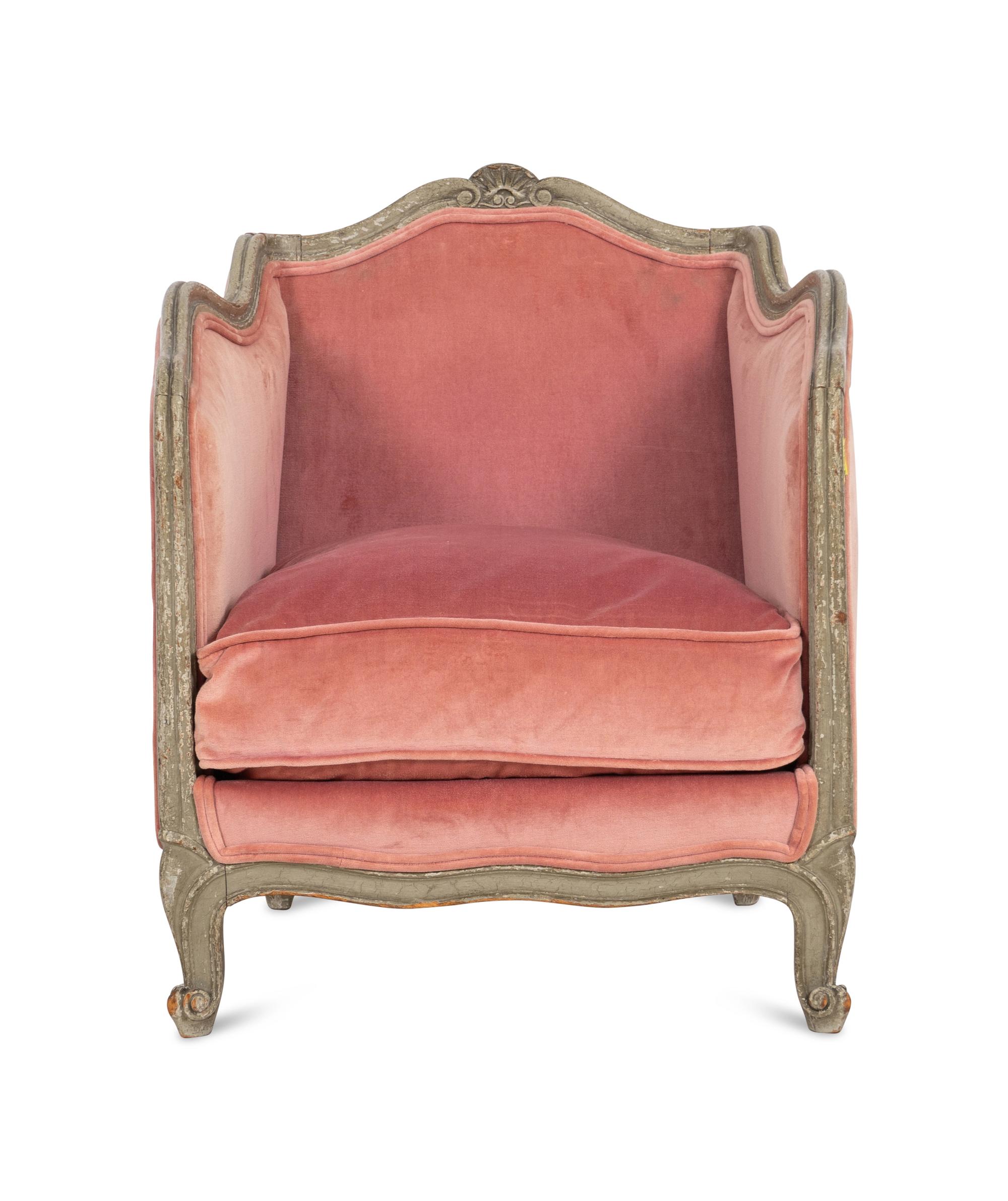 A Diminuitive Louis XV Painted Bergère en Gondole