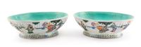 A Pair of Chinese Porcelain Bowls Width 10 1/2 inches.