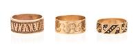 A Collection of Antique Rose Gold Bands, 7.30 dwts.