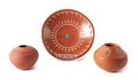 Three Pueblo Redware Vessels Diameter of first 7 7/8 inches