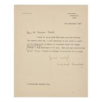 [Churchill, Winston S.] Churchill, Winston S. Typed Letter, signed