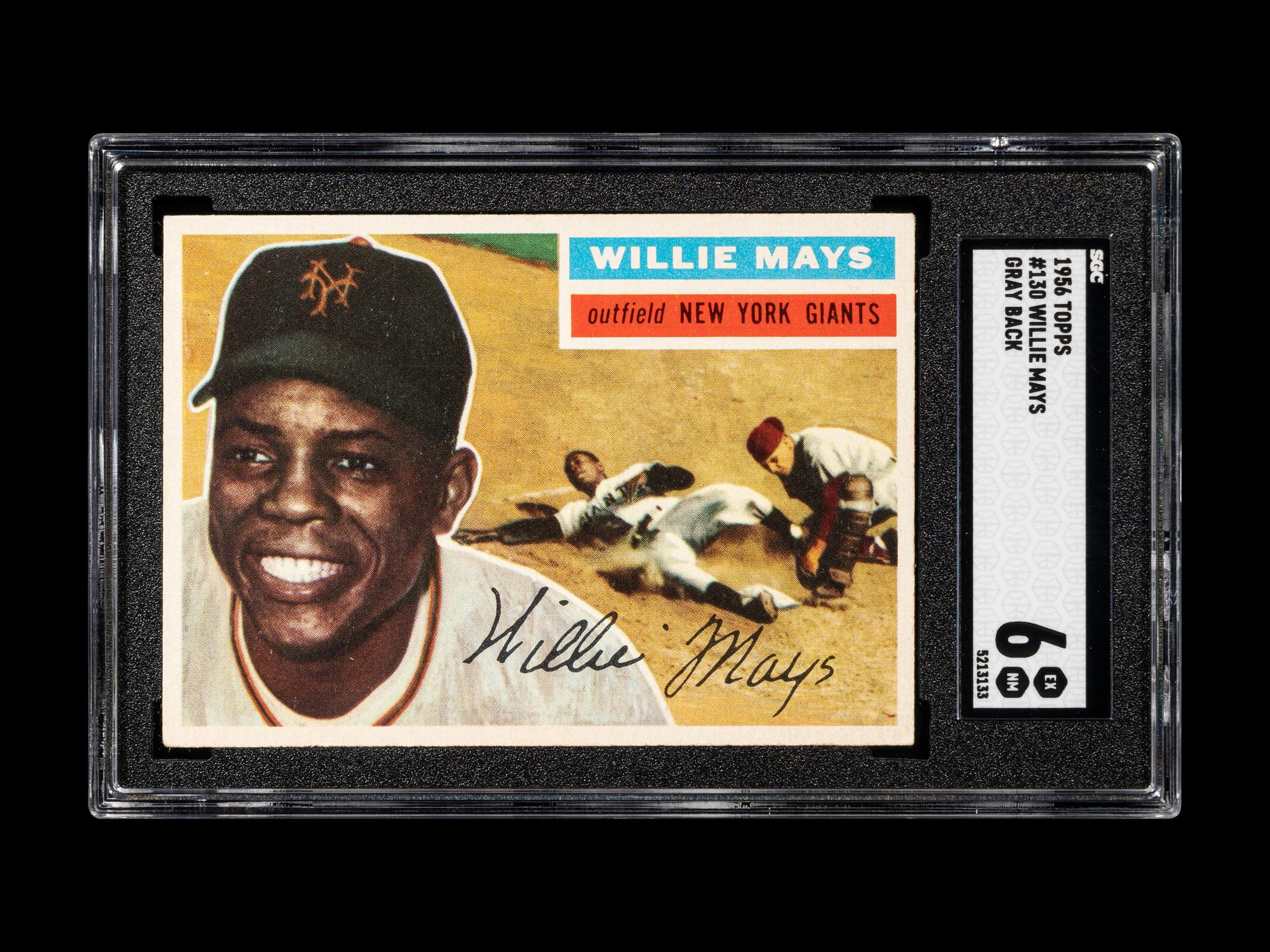A 1956 Topps Willie Mays Gray Back Baseball Card No. 130 (SGC 6 EX/NM)
