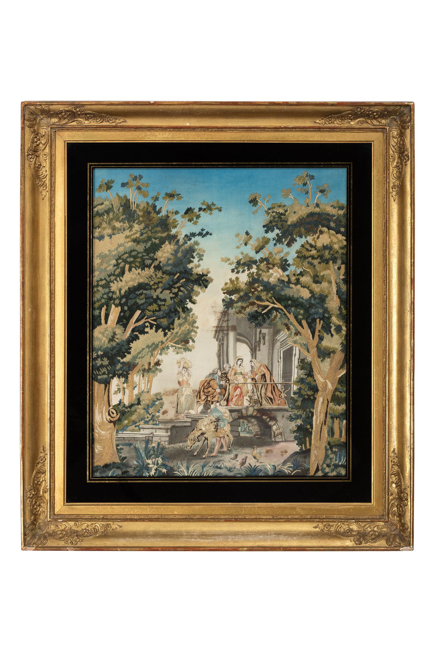An English Needlework Embroidered Picture