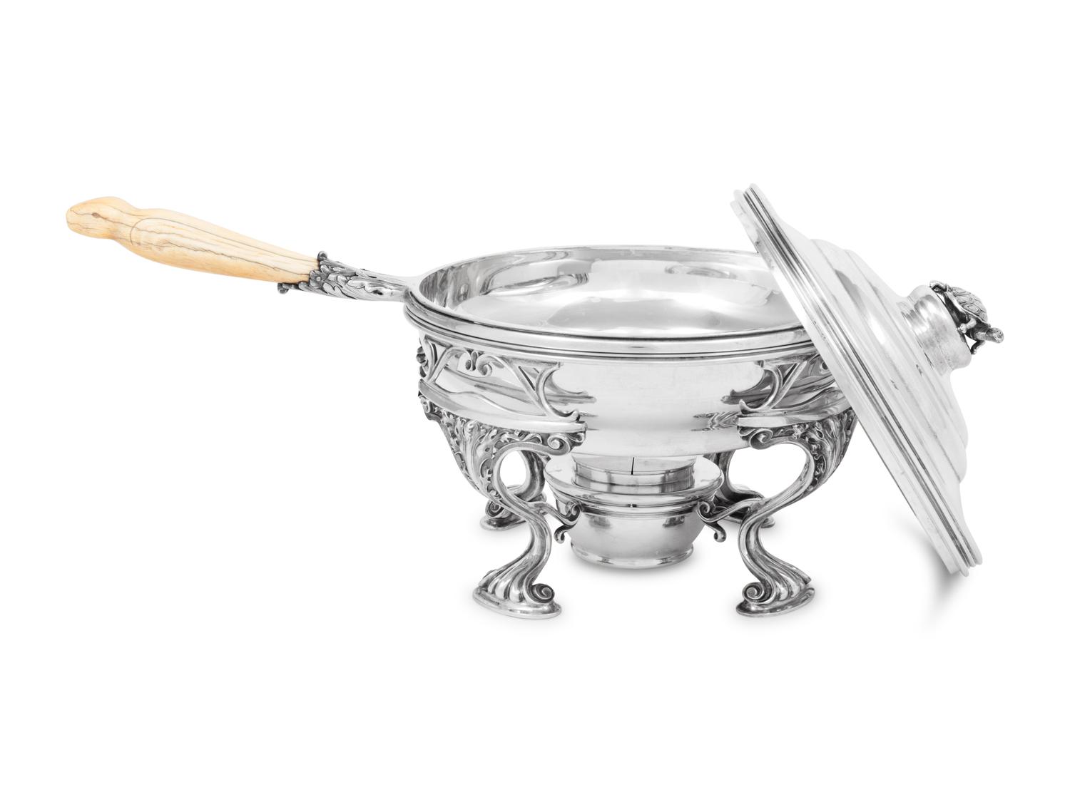 An Gorham Silver Terrapin Soup Covered Dish and Stand