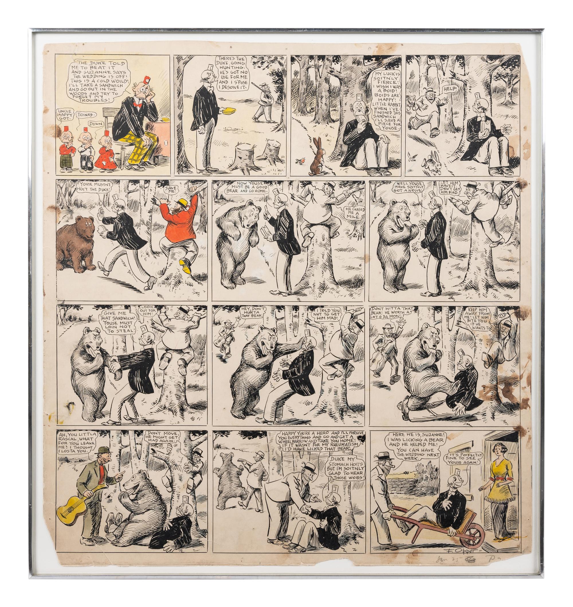 A Thirteen-Panel Comic Strip by Frederick Burr Opper (American, 1857-1937)