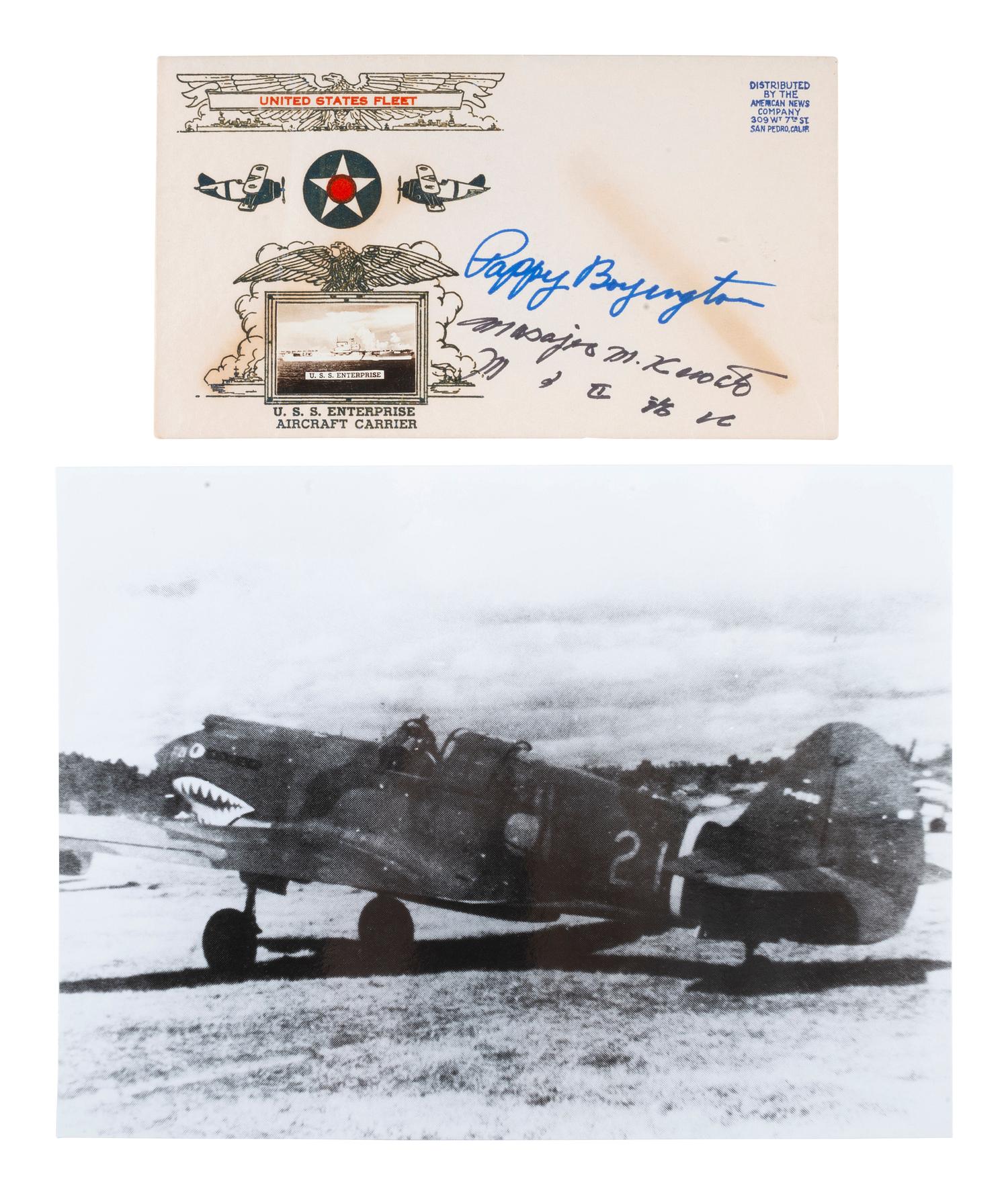 [WWII]. Aviator and flying ace's signatures, incl. Col. Gregory "Pappy" Boyington, MOH and POW.
