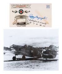 [WWII]. Aviator and flying ace's signatures, incl. Col. Gregory "Pappy" Boyington, MOH and POW.