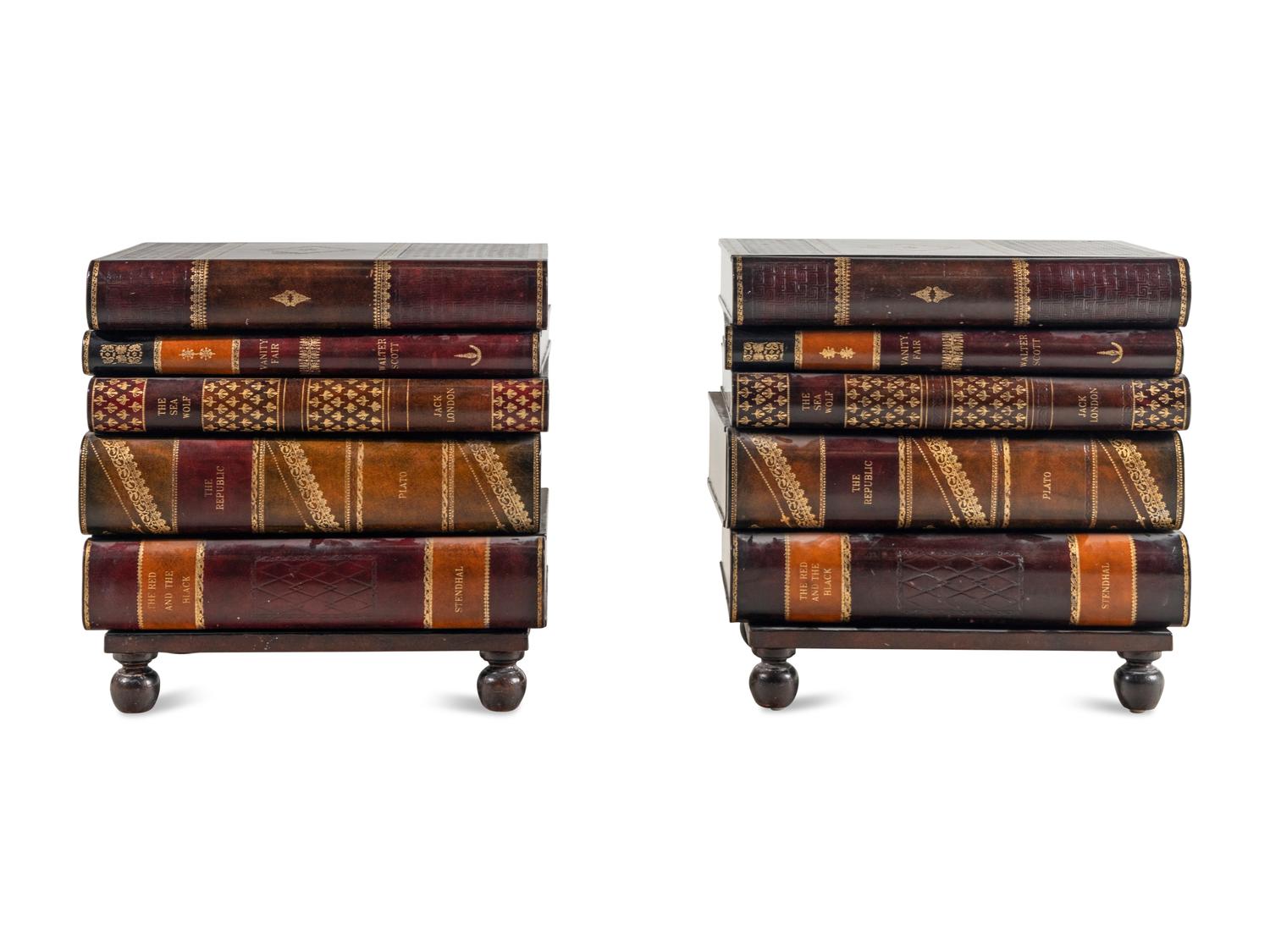 A Pair of Maitland-Smith Book-Form End Tables