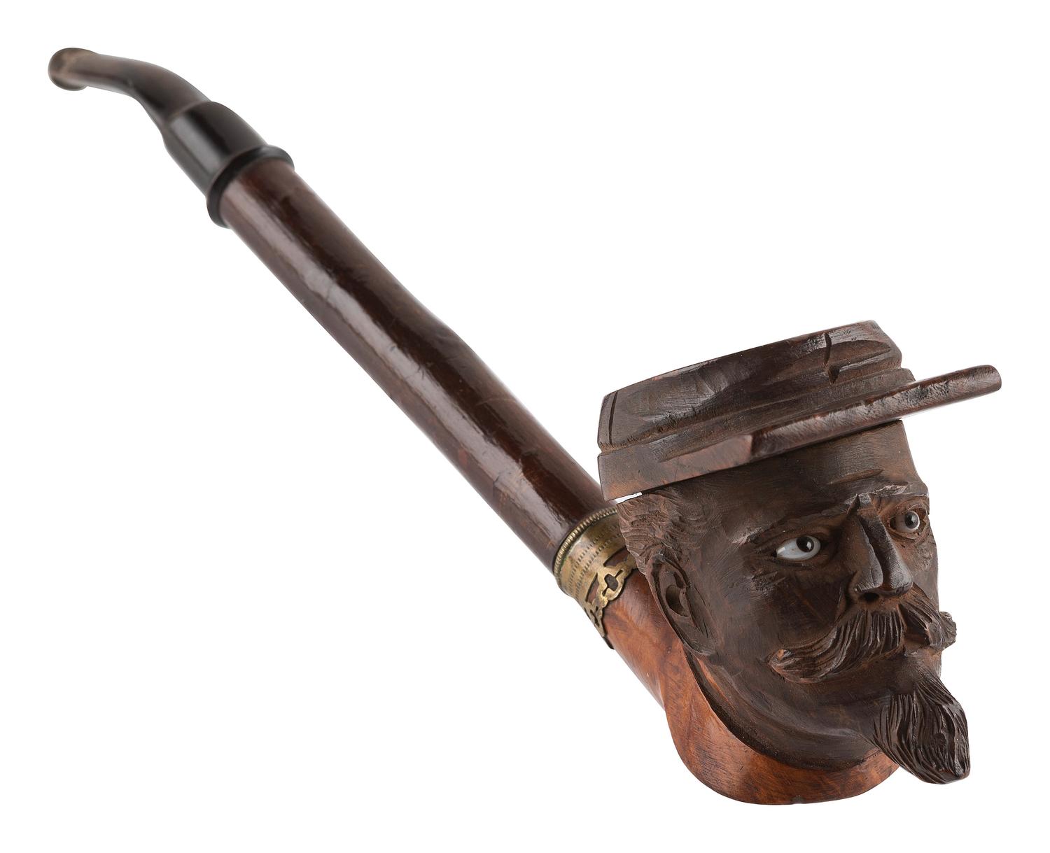 [CIVIL WAR]. Folk art pipe carved in the likeness of a Civil War soldier.