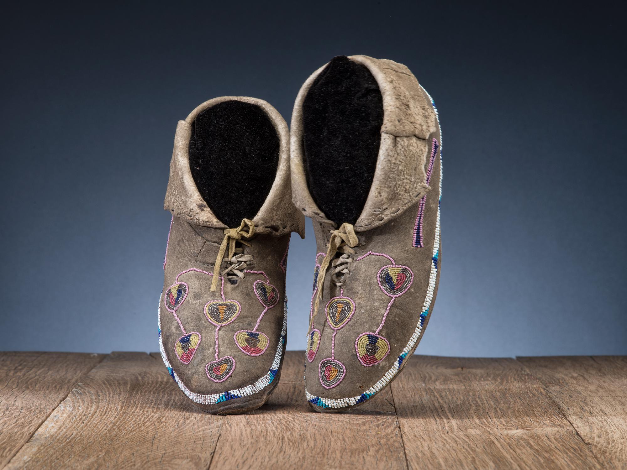 Kiowa Beaded Hide Moccasins