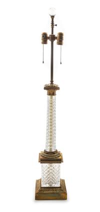 A Continental Gilt Metal Mounted Cut Glass Lamp Height overall 39 inches. — EARLY 20TH CENTURY