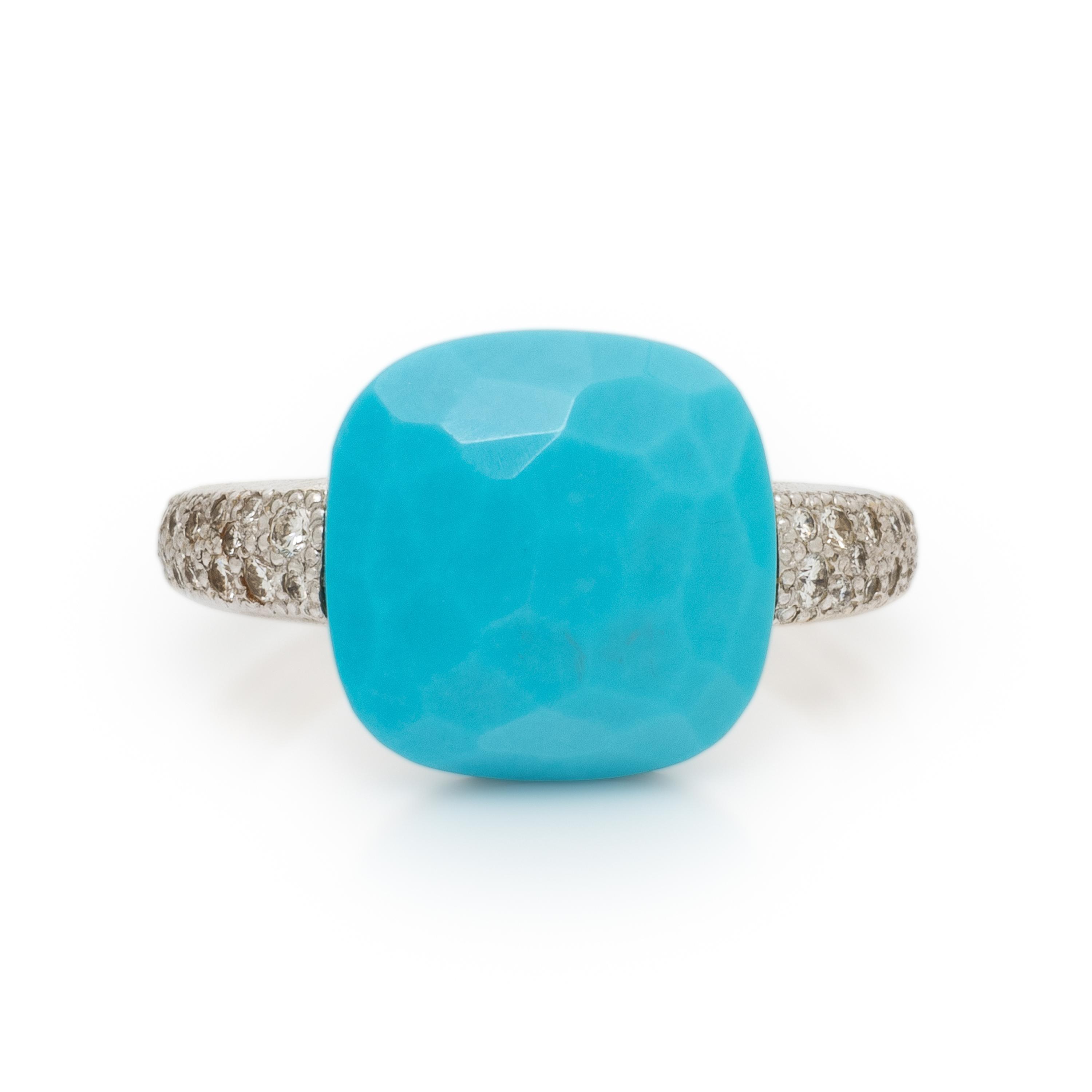 Pomellato, Turquoise, Diamond, and White Gold Ring