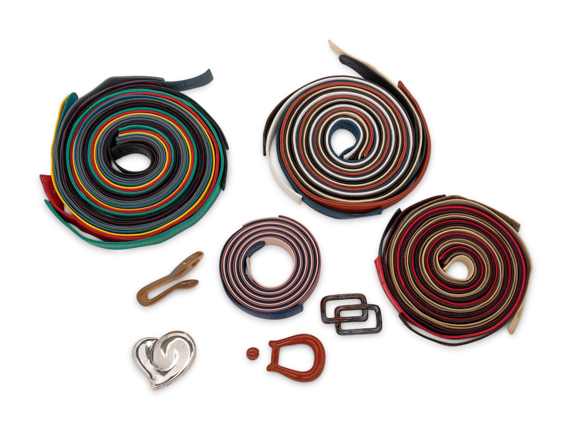 Elsa Peretti: Four Belt Buckles, One 18k Gold Stud, 25 Leather Belts