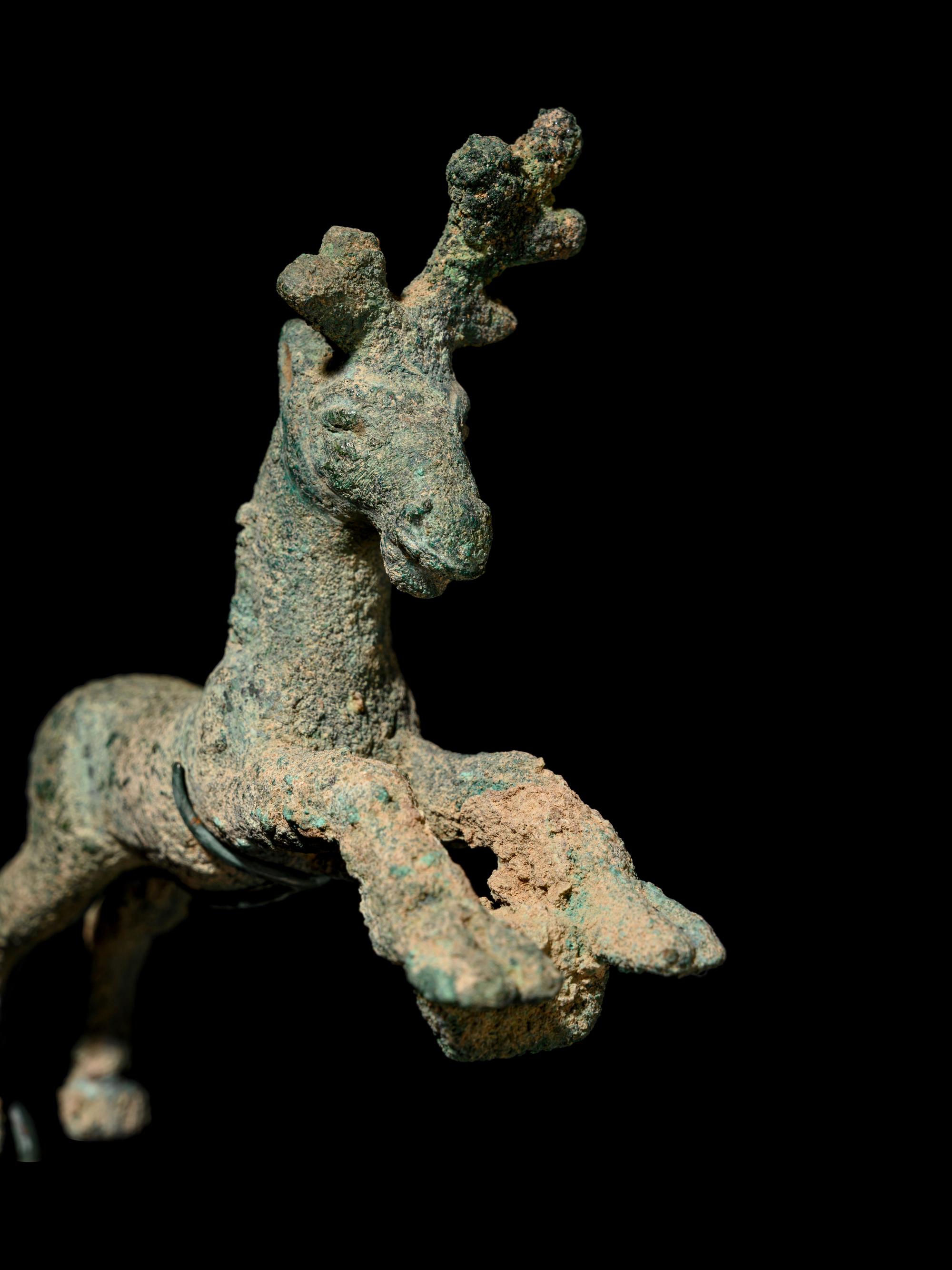 A Roman Bronze Leaping Stag