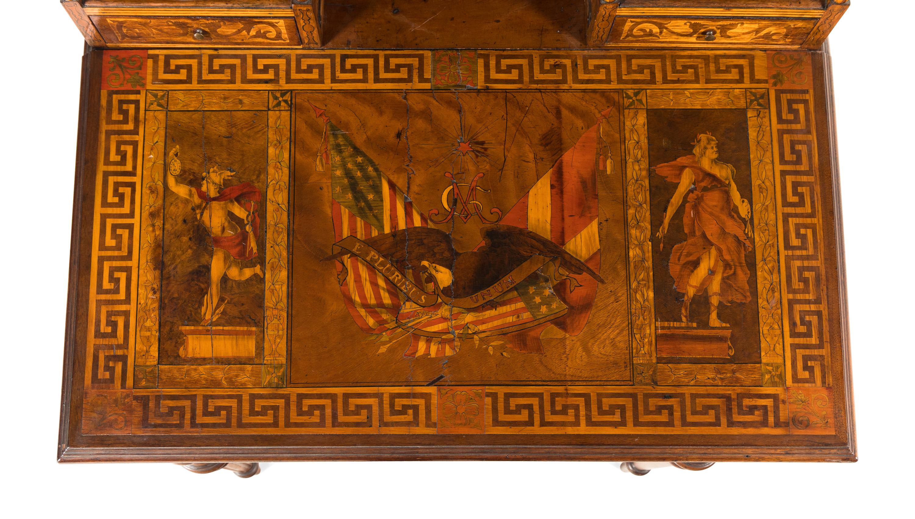 An Inlaid and Marquetry Writing Desk