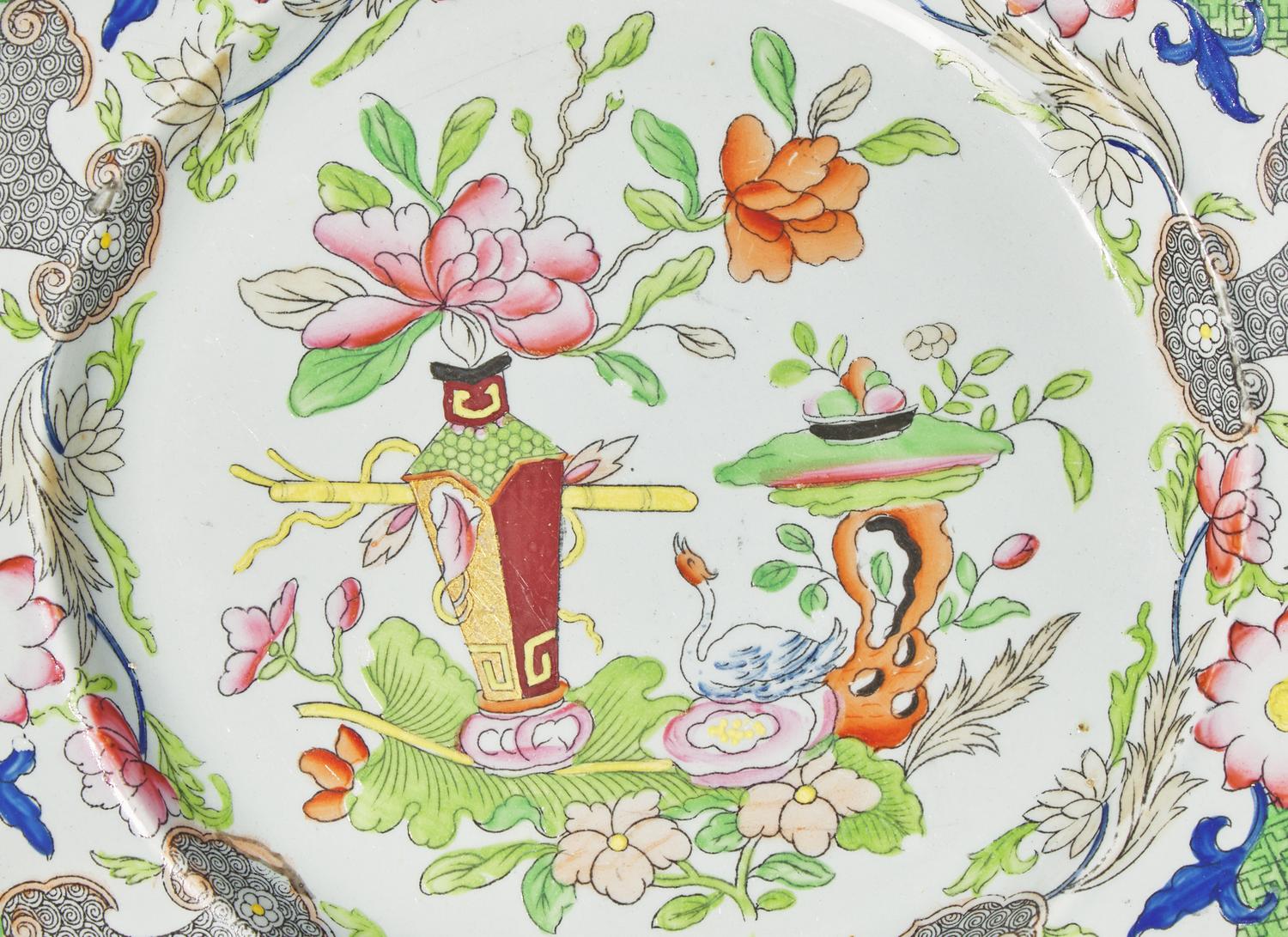 An Early Mason's Polychrome Decorated Ironstone Dinner Service