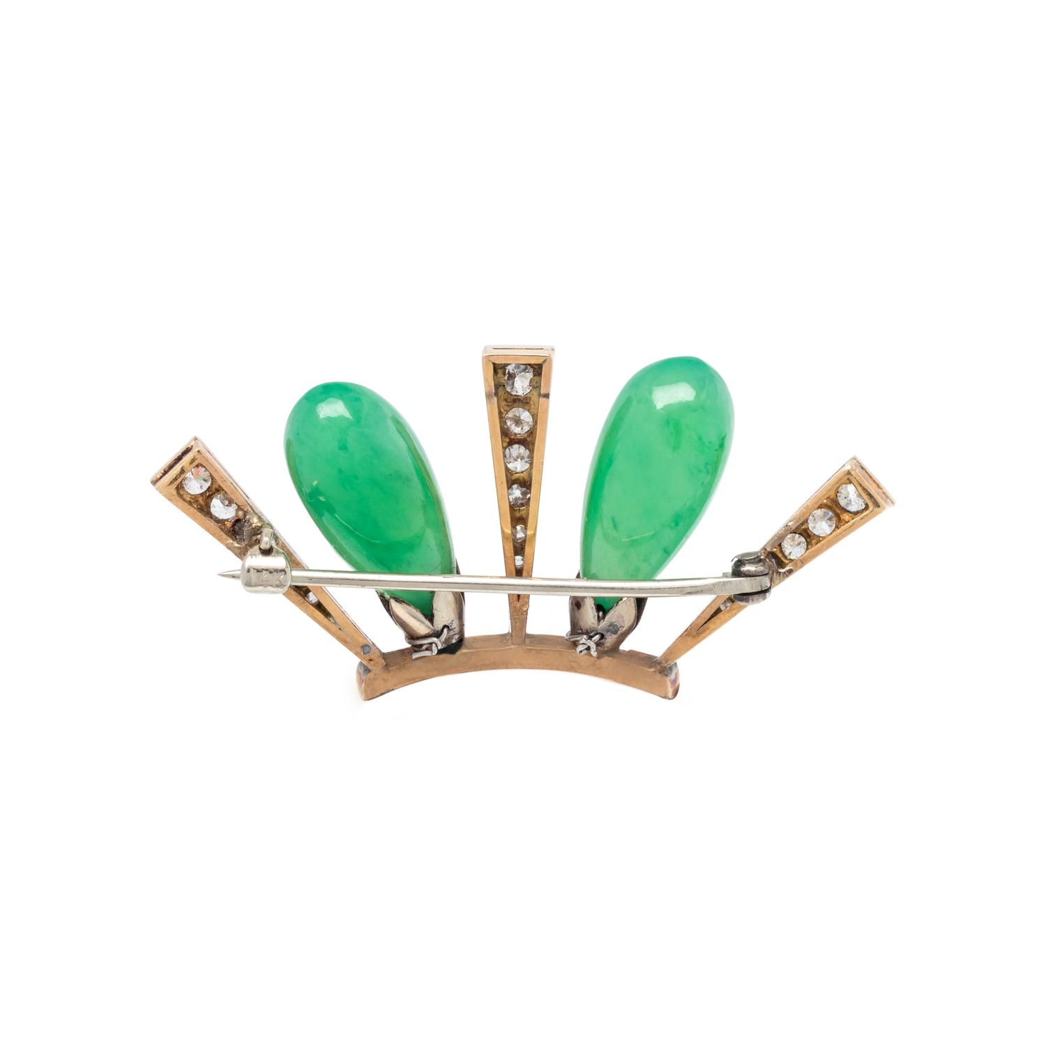 JADE AND DIAMOND BROOCH