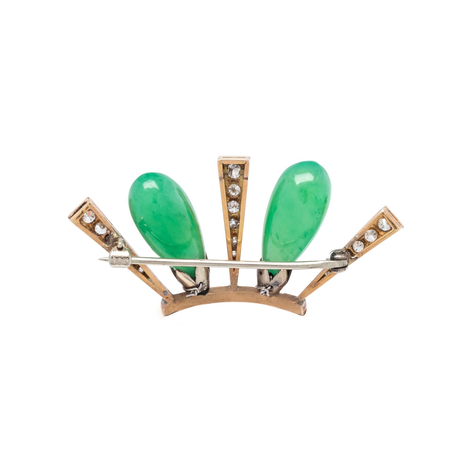 JADE AND DIAMOND BROOCH