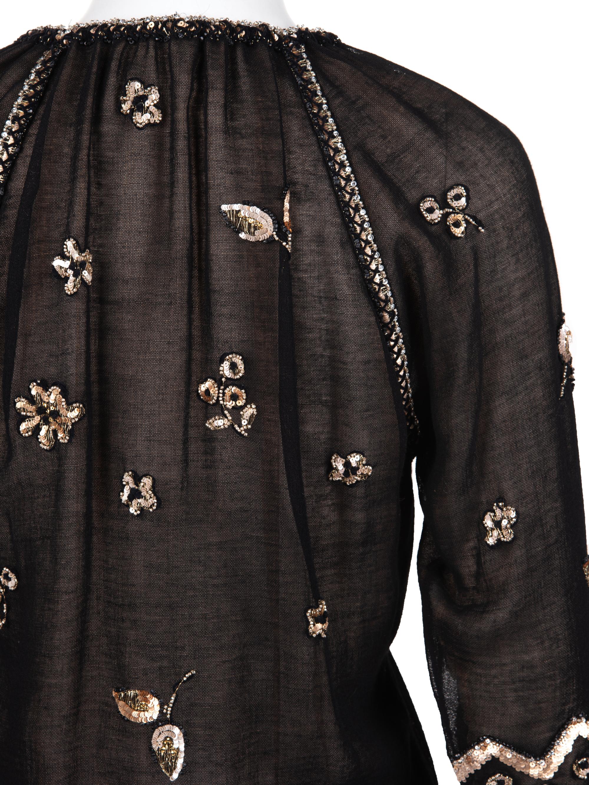 Yves Saint Laurent Haute Couture Embellished Silk Top, 1970-2000s