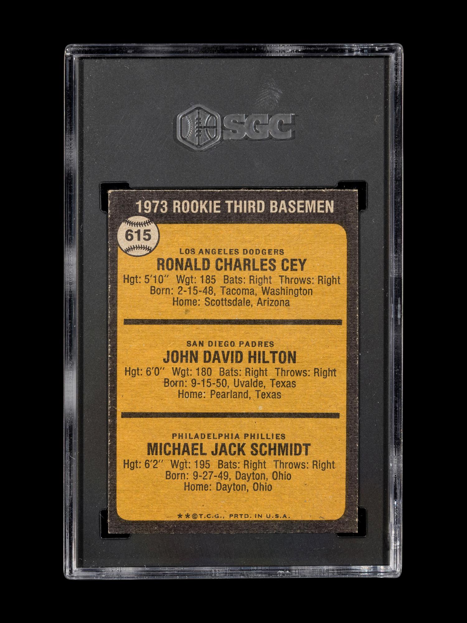 A 1973 Topps Mike Schmidt Rookie Baseball Card No. 615 (SGC 6.5 EX-NM+)