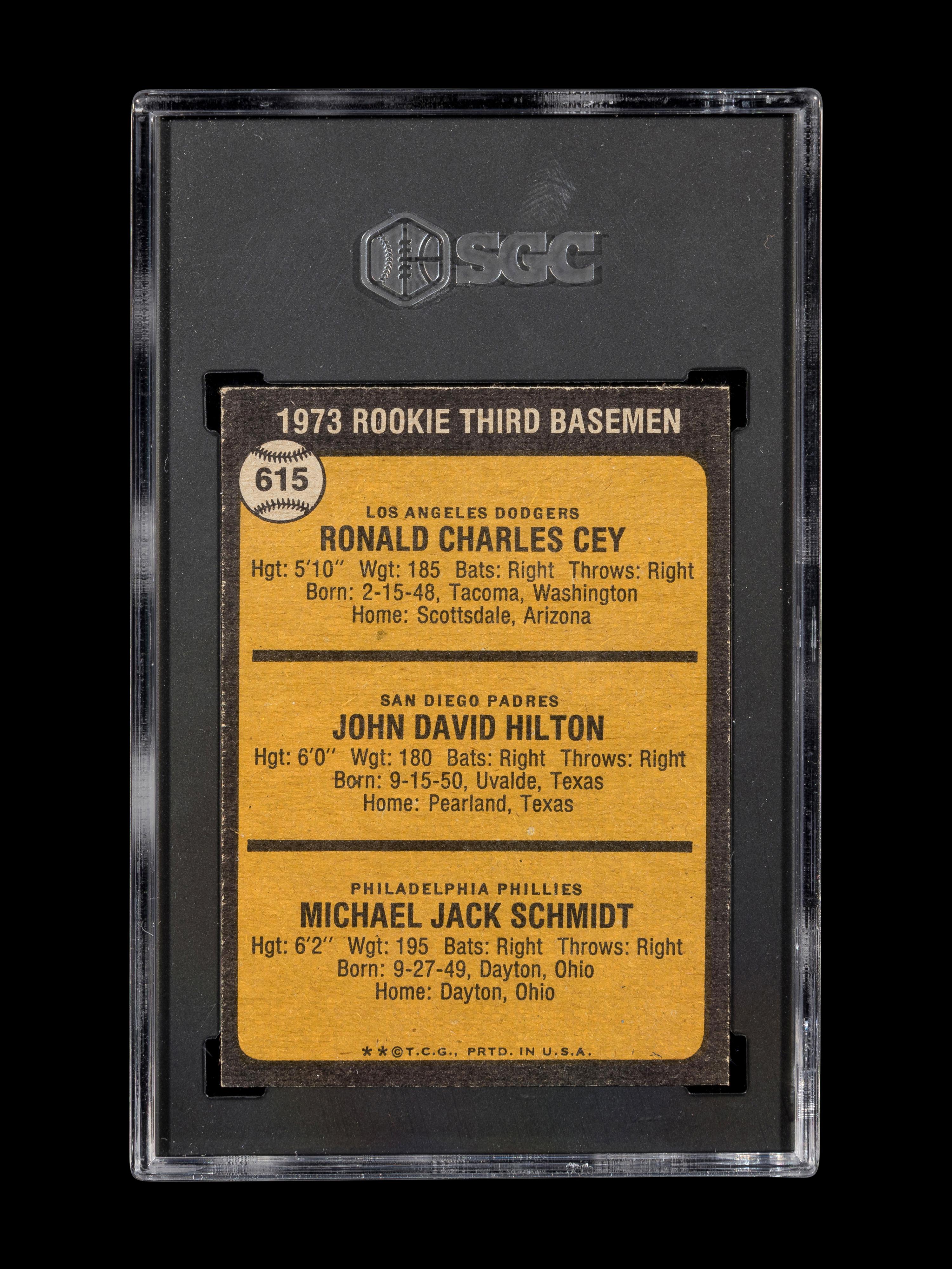 A 1973 Topps Mike Schmidt Rookie Baseball Card No. 615 (SGC 6.5 EX-NM+)
