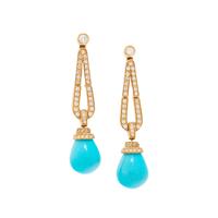 ASPERY & GULDAG, YELLOW GOLD, SYNTHETIC TURQUOISE AND DIAMOND EARRINGS