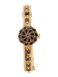 YELLOW GOLD AND ONYX WATCH AND RING