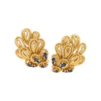 TIFFANY & CO., YELLOW GOLD AND SAPPHIRE EARCLIPS