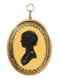 Six Verre Eglomise Silhouettes of Ladies
