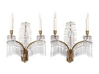 A Pair of Crystal Two-Light Sconces