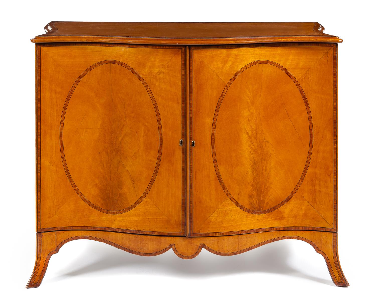 A Pair of George III Style Satinwood Commodes Height 33 x width 41 x depth 21 inches. — CIRCA 1880
