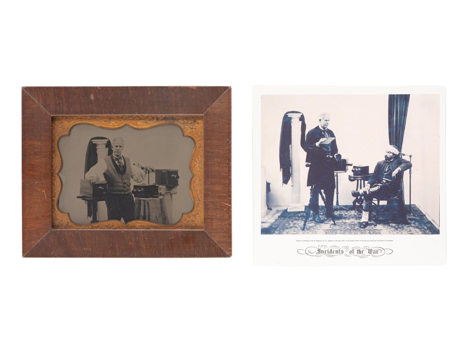 [PHOTOGRAPHY]. Modern quarter plate ambrotype of a collector with his cameras by Rob Gibson.