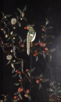 An Embellished and Gilt Decorated Black Lacquered Six-Panel Floor Screen