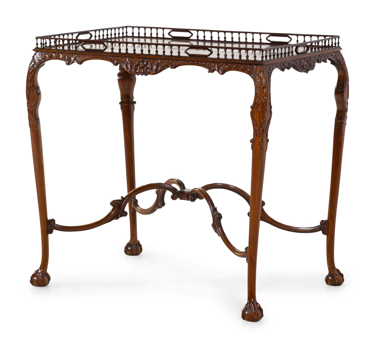 A Chinese Chippendale Carved Mahogany Silver Table
