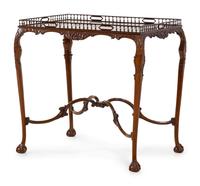 A Chinese Chippendale Carved Mahogany Silver Table