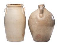 Two Three-Gallon Cobalt Decorated Stoneware Vessels