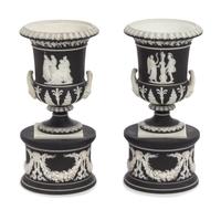 A Pair of Wedgwood Jasperware Urns Height 7 inches. — 19TH CENTURY