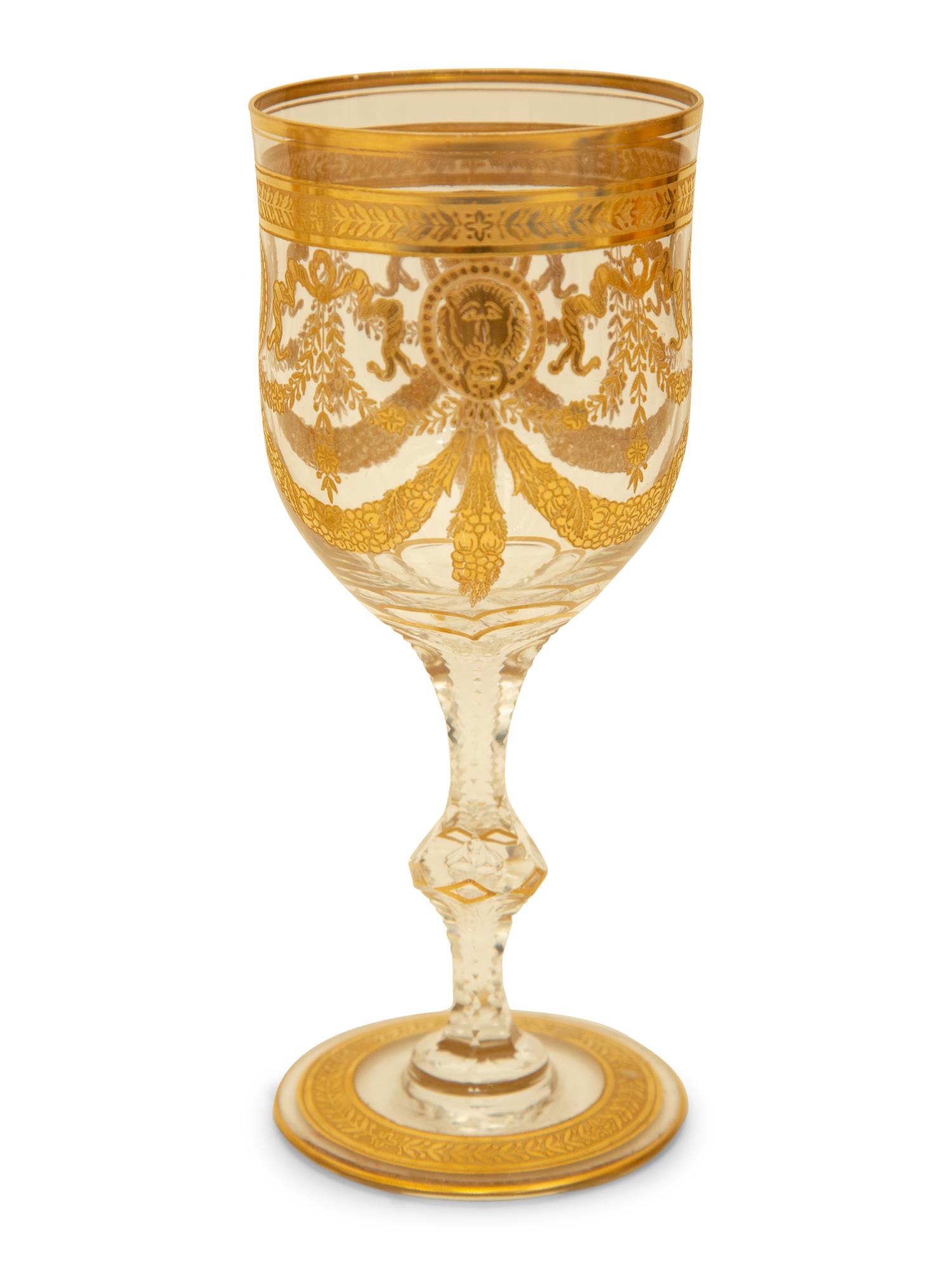 A St. Louis Congress Gilt Decorated Glass Stemware Service