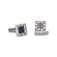 SAPPHIRE AND DIAMOND CUFFLINKS