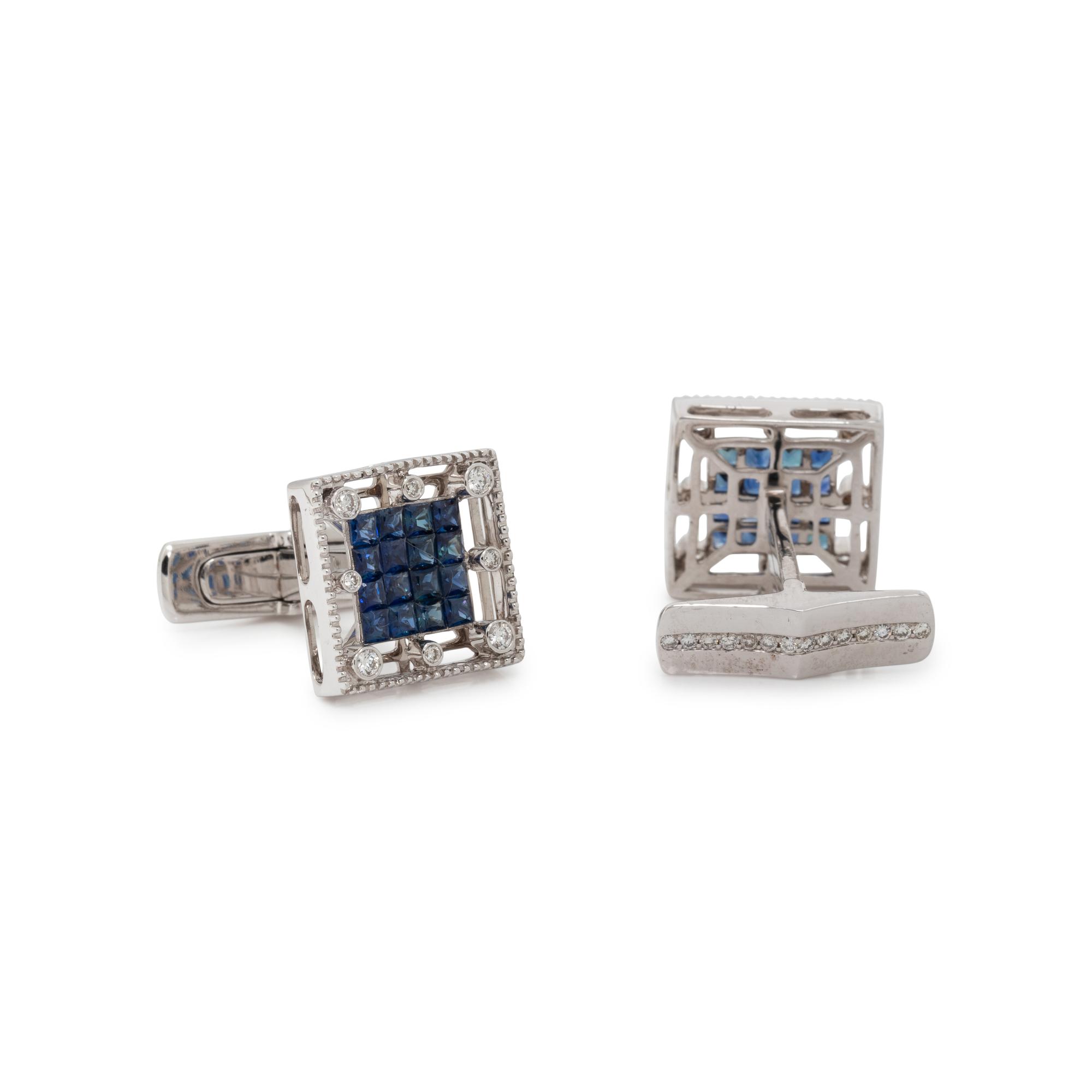 SAPPHIRE AND DIAMOND CUFFLINKS