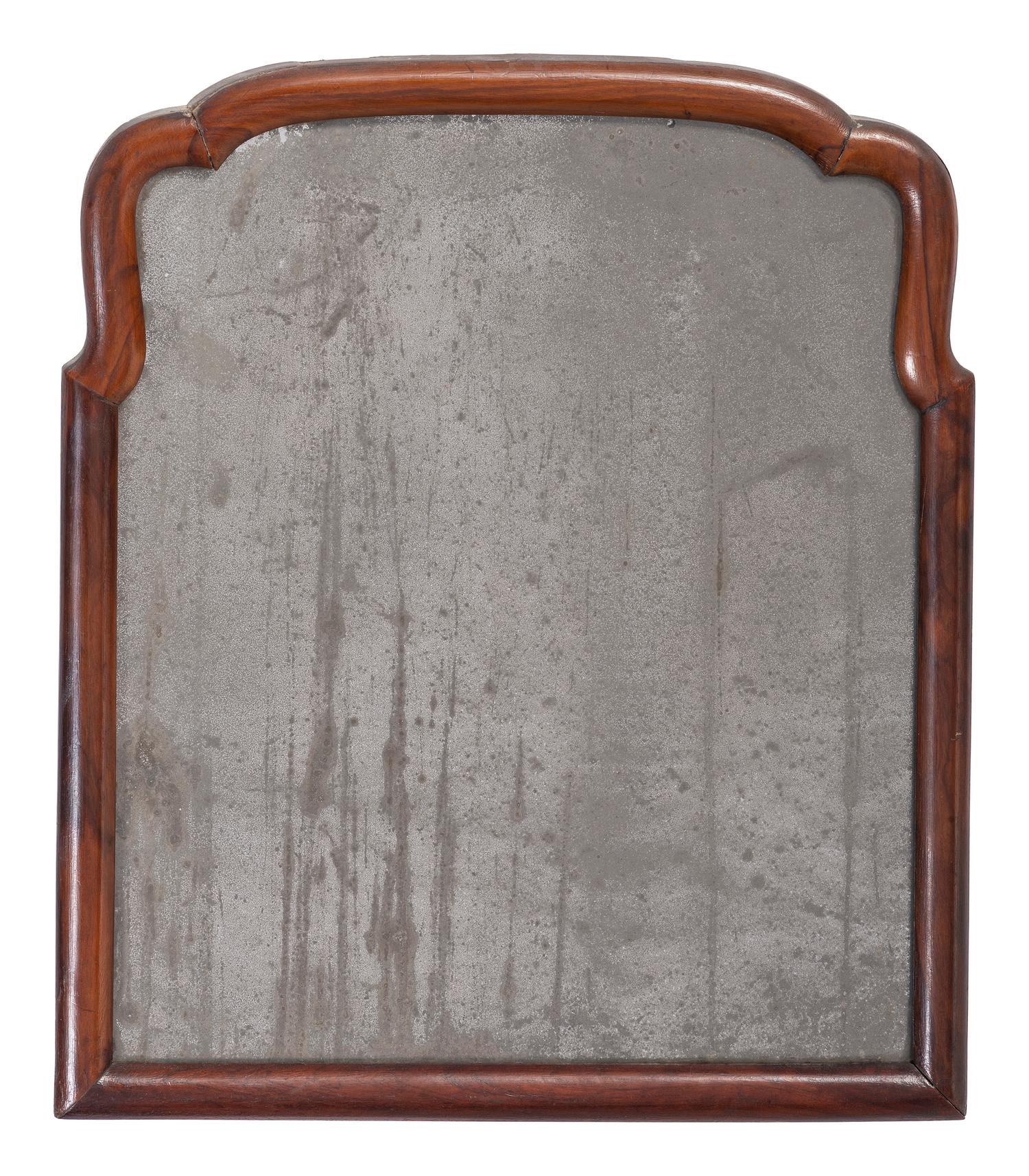 A Queen Anne Walnut Veneered Looking Glass