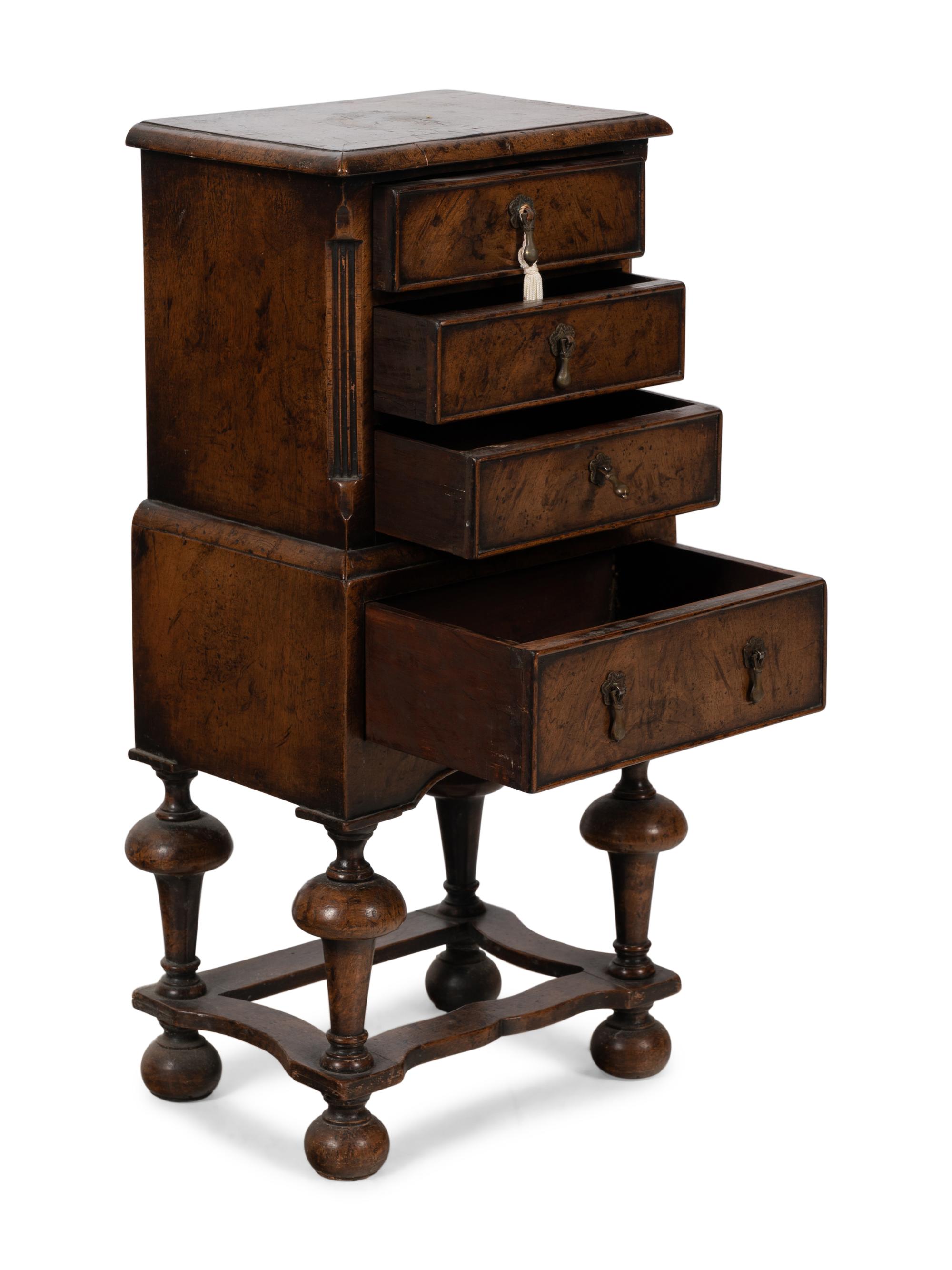A Diminutive William and Mary Style Chest on Stand